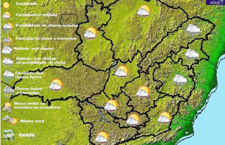 Previsão do tempo para Minas Gerais nesta quinta-feira, 24 de março