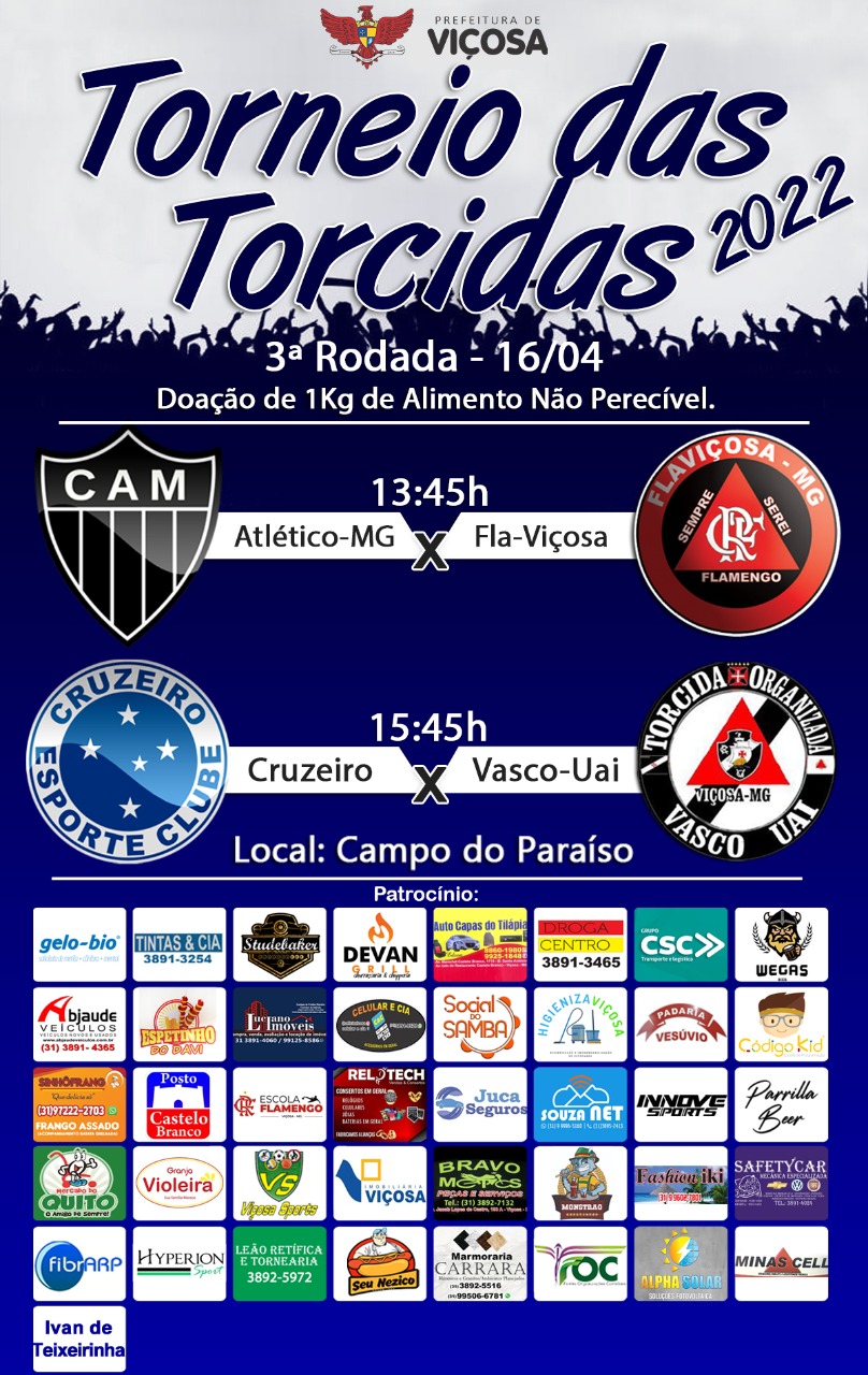 Viçosa: torneio das Torcidas tem confrontos entre mineiros e cariocas neste sábado (16)