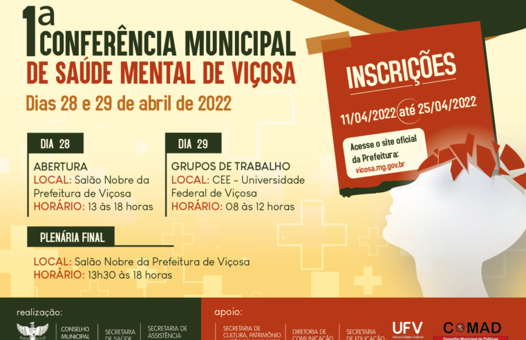 Viçosa: Conferência Municipal de Saúde Mental acontece nos dias 28 e 29 de Abril