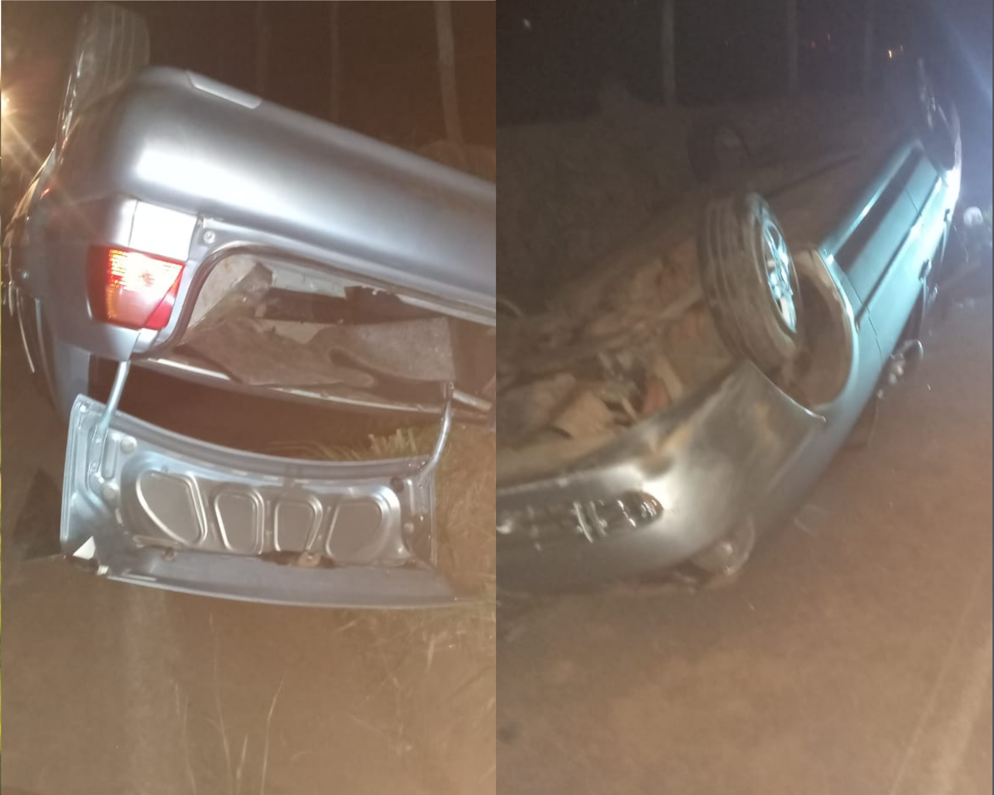Carro capota em Teixeiras e homem é levado ao hospital desacordado