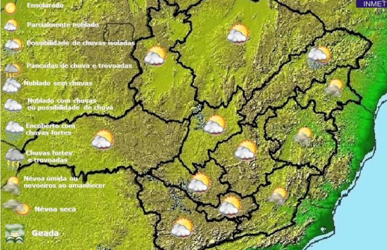 Previsão do tempo para Minas Gerais nesta sexta-feira, 29 de abril