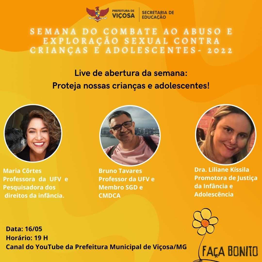 Prefeitura de Viçosa divulga programação do dia do combate da Violência e da Exploração Sexual Contra Crianças e Adolescentes