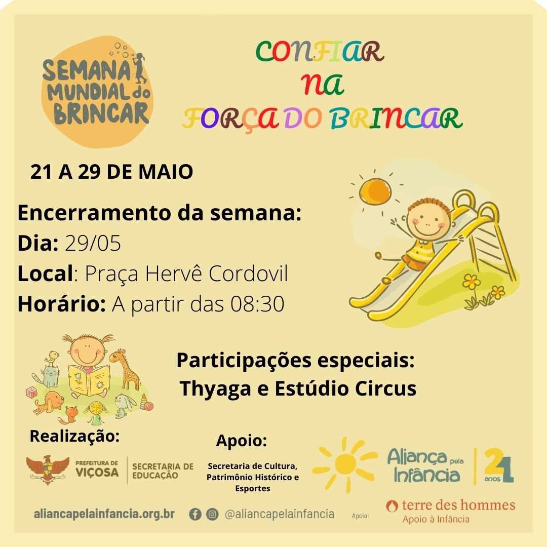 Rede Municipal de Ensino de Viçosa promove a Semana Mundial do Brincar