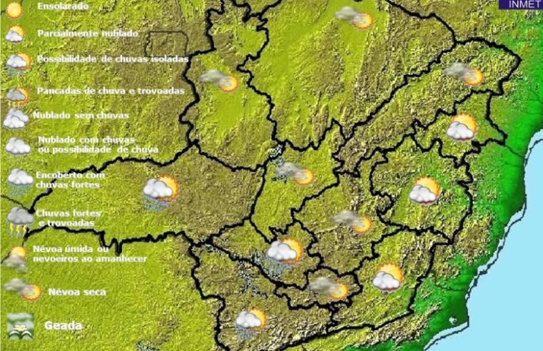 Previsão do tempo para Minas Gerais nesta quarta-feira, 4 de maio