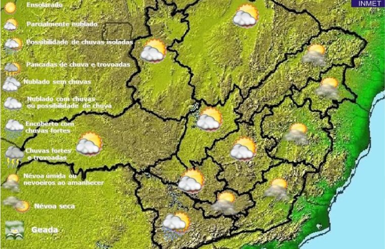 Previsão do tempo para Minas Gerais nesta quarta-feira, 11 de maio