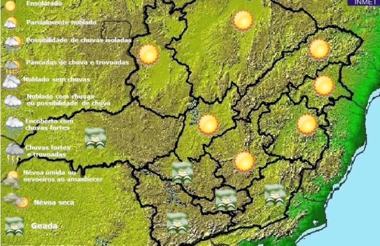 Previsão do tempo para Minas Gerais nesta sexta-feira, 20 de maio