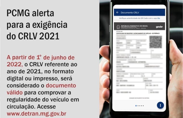 CRLV 2021 será obrigatório em Minas a partir desta quarta-feira (1/6)