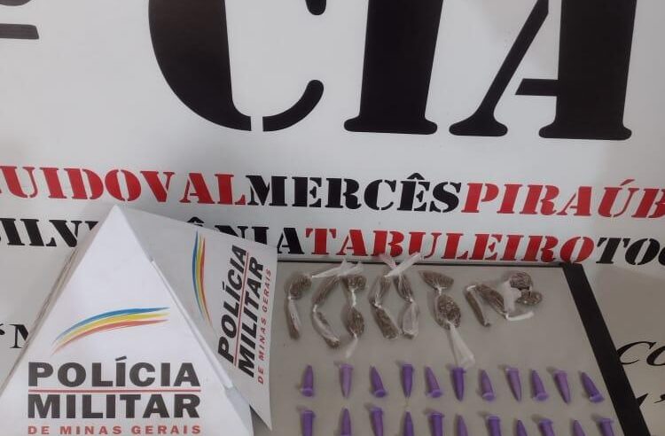 PM de Ubá aprende 104 pedras de crack, 16 buchas de maconha e 41 pinos de cocaína