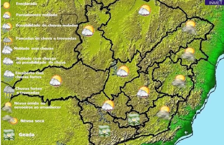 Previsão do tempo para Minas Gerais nesta terça-feira, 14 de junho