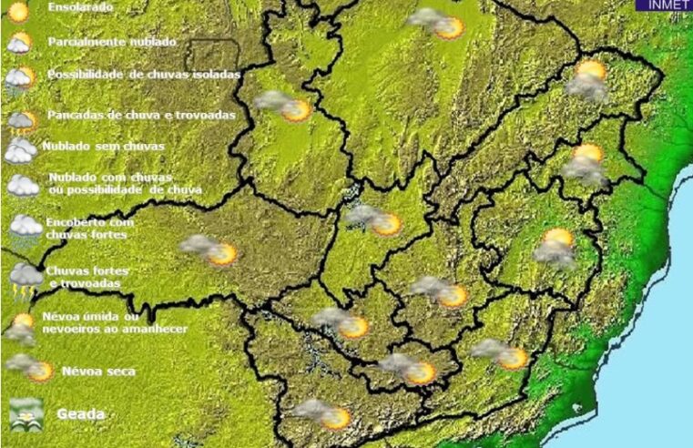 Previsão do tempo para Minas Gerais nesta sexta-feira, 17 de junho