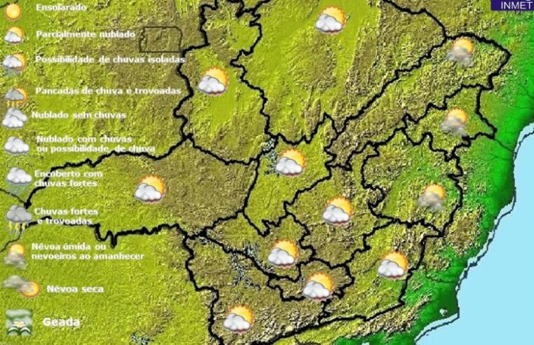 Previsão do tempo para Minas Gerais nesta quarta-feira, 22 de junho