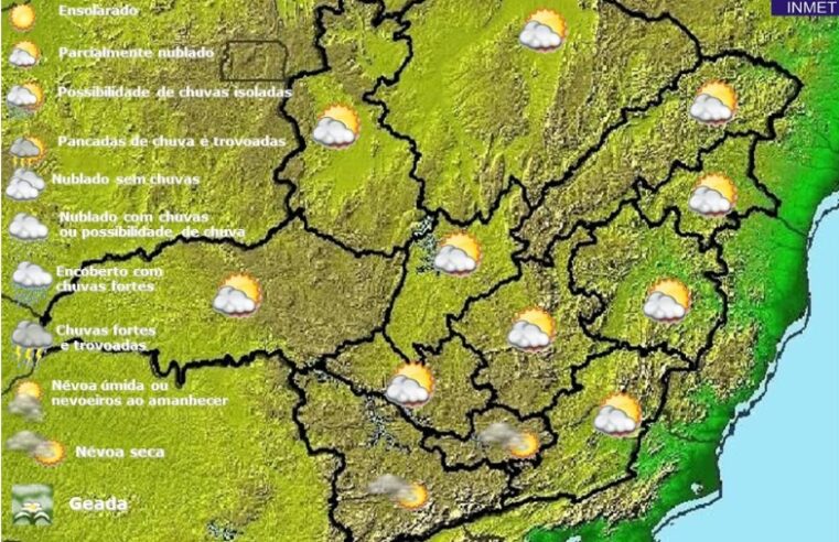 Previsão do tempo para Minas Gerais nesta sexta-feira, 24 de junho