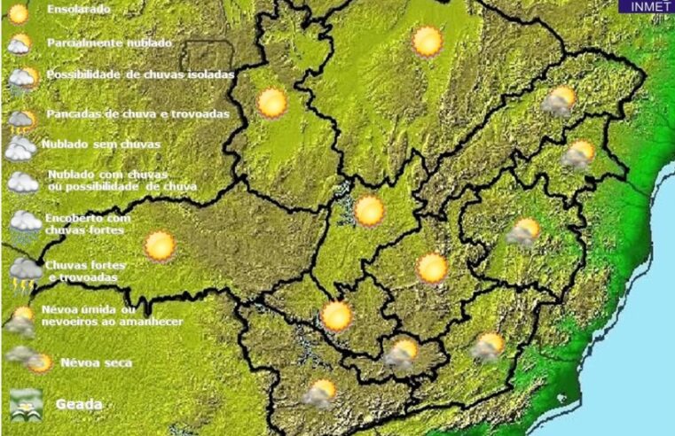 Previsão do tempo para Minas Gerais nesta terça-feira, 7 de junho