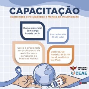 O evento de capacitação é destinado aos enfermeiros APS (Atenção Primária a Saúde) de Viçosa. O curso possui carga horária de três horas.