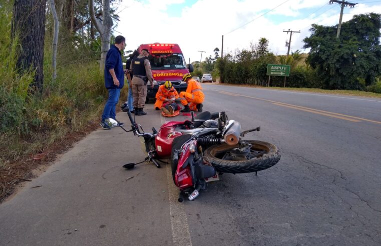 Colisão entre ônibus e moto deixa duas pessoas feridas na BR-120, entre Viçosa e Coimbra