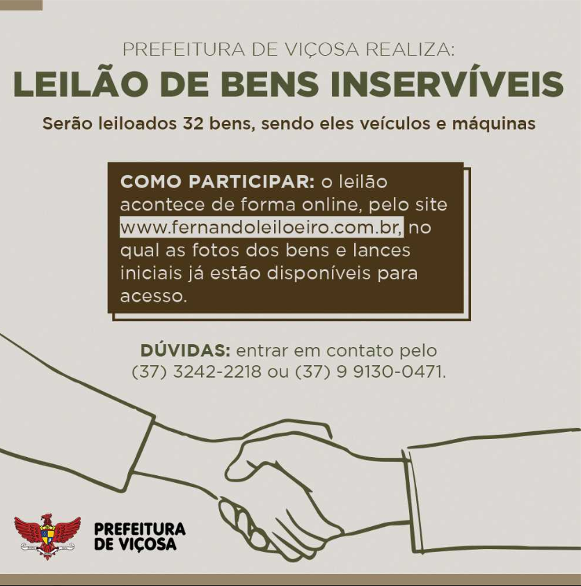 Prefeitura de Viçosa promove leilão online de bens inservíveis