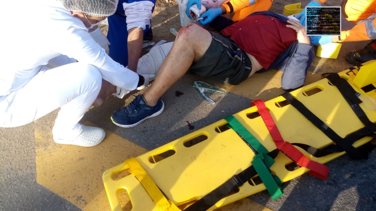 Idoso fica com várias lesões pelo corpo após acidente próximo a Teixeiras