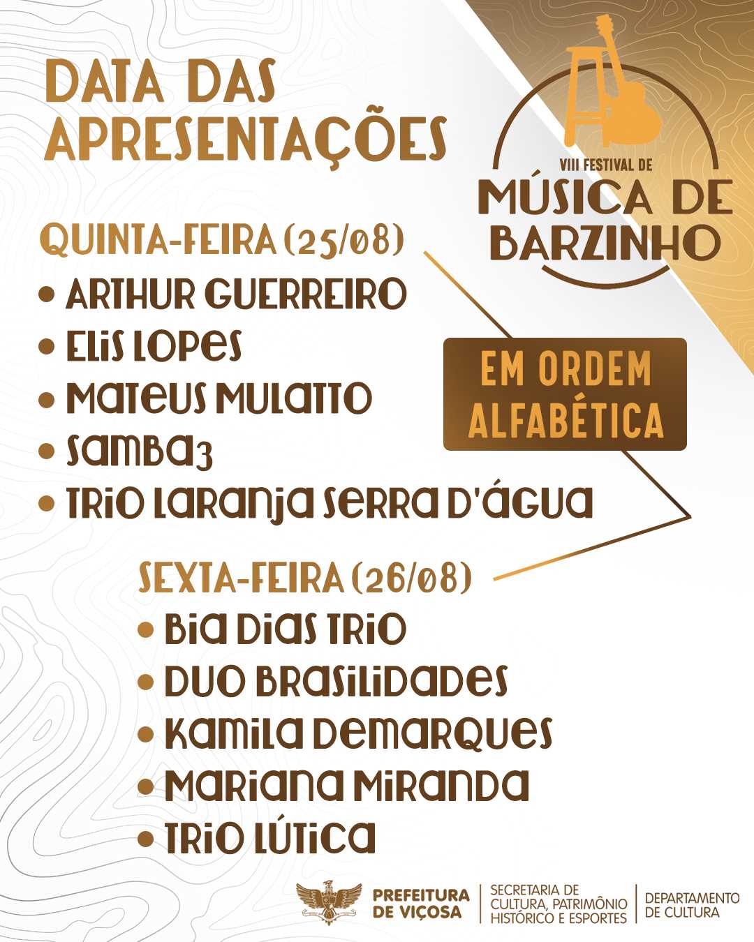 VIII Festival de Música de Barzinho de Viçosa começa nesta quinta (25)