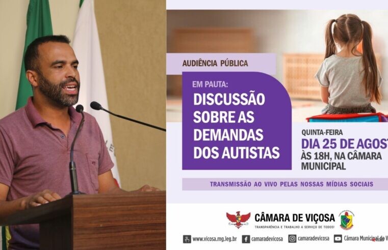 Viçosa: vereador convida população para Audiência Pública sobre a população autista
