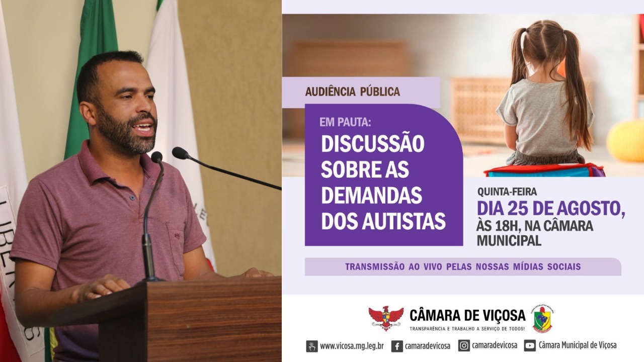 Viçosa: vereador convida população para Audiência Pública sobre a população autista