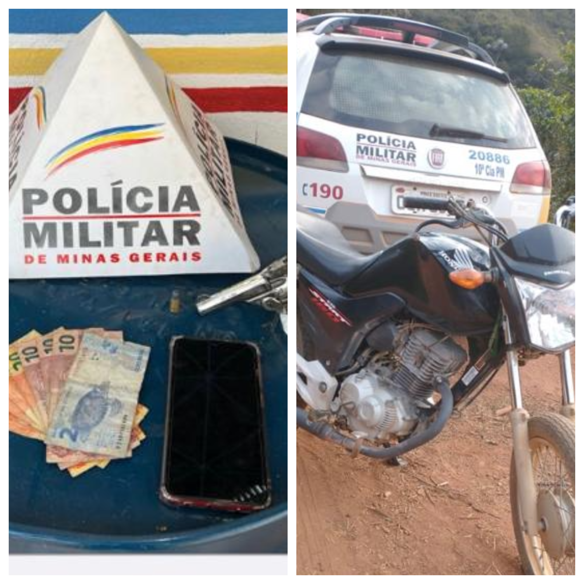 Roubo de moto acaba em prisão e apreensão de arma e drogas