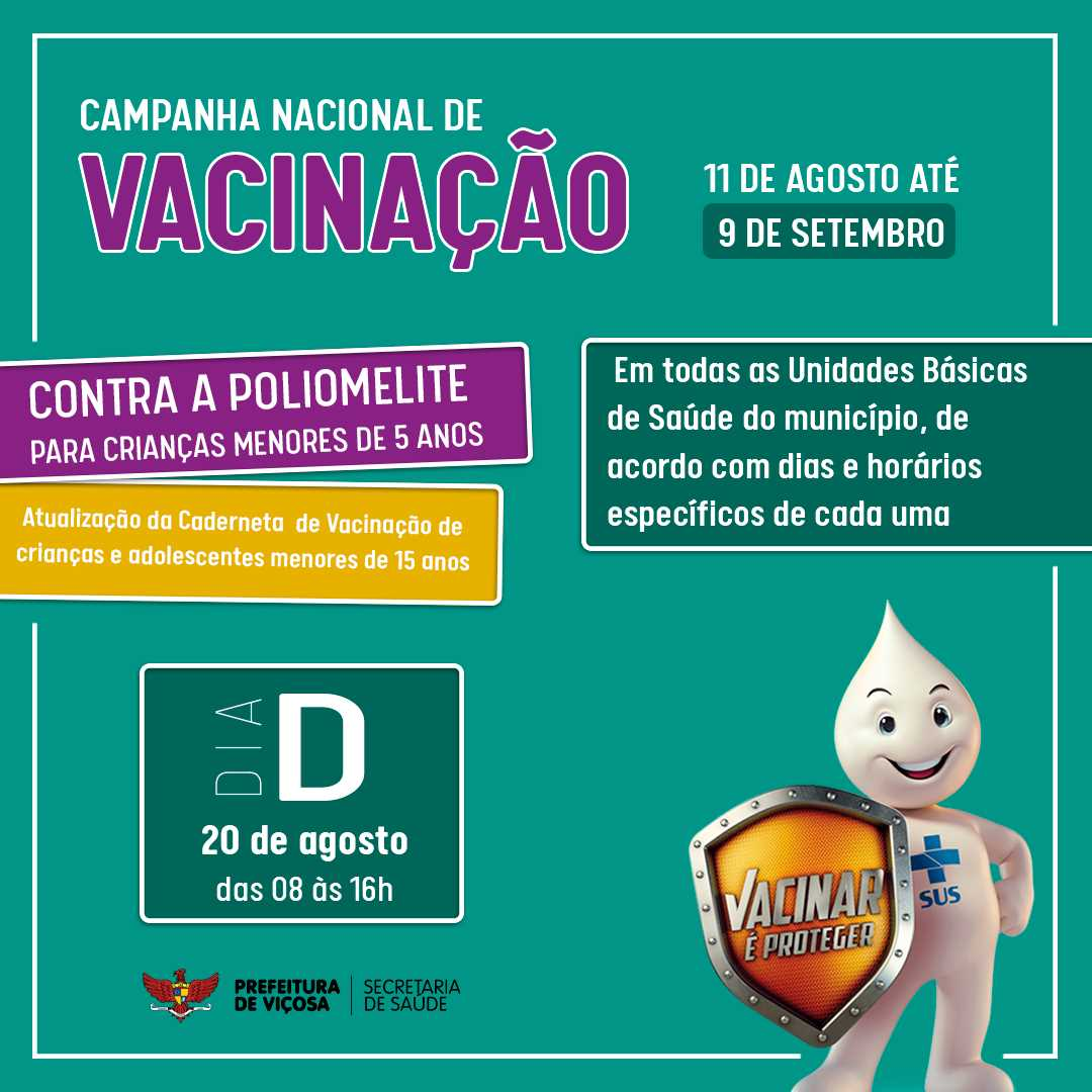 Viçosa: campanhas contra a Poliomielite e Multivacinação infantil iniciam nesta quinta (11)