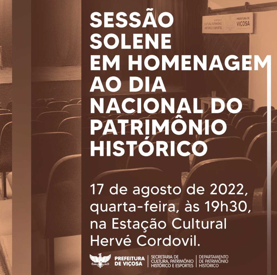 Sessão Solene do Dia do Patrimônio Histórico acontece hoje (17), em Viçosa