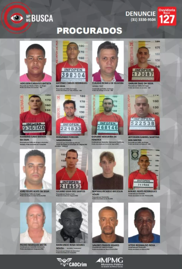 MPMG divulga lista dos 16 criminosos mais procurados em Minas Gerais