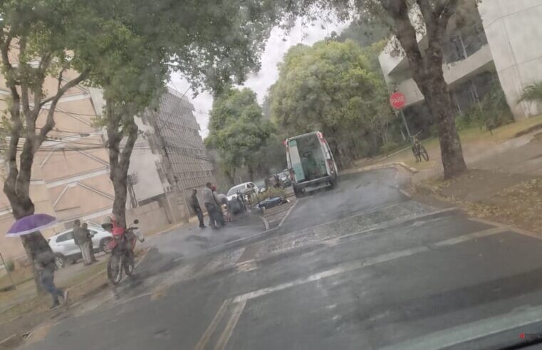 Colisão entre moto e carro no Campus da UFV