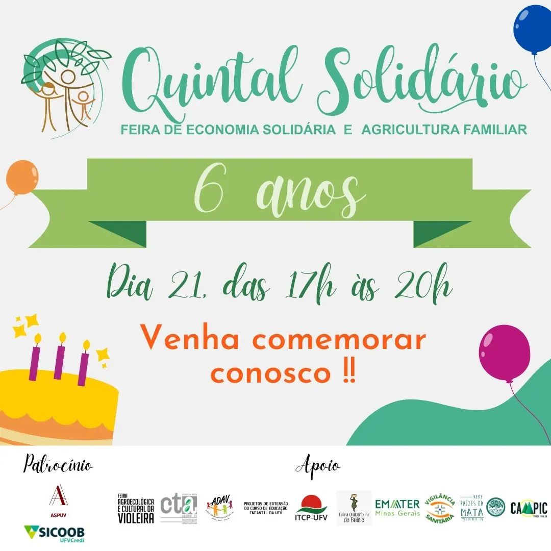 Feira comemorativa celebra aniversário do Quintal Solidário nesta quarta (21)