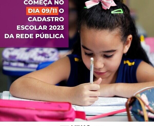 Cadastro Escolar 2023 da rede estadual de ensino começa na quarta (9/11)