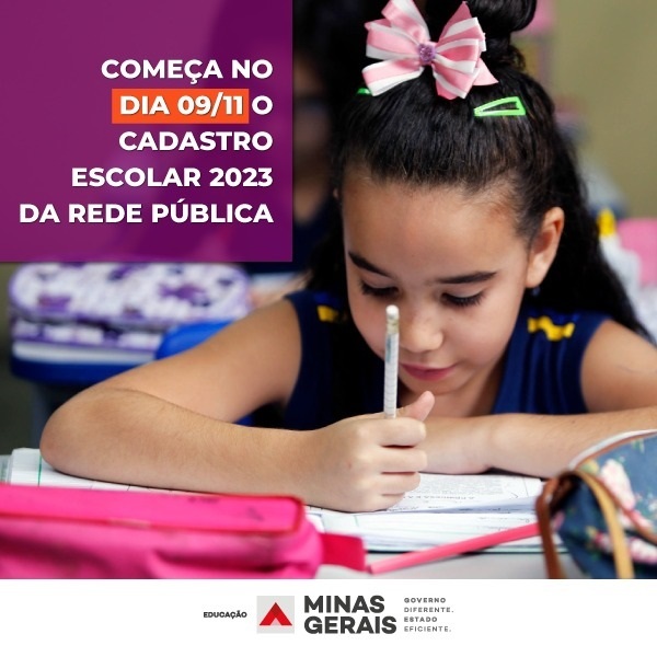 Cadastro Escolar 2023 da rede estadual de ensino começa na quarta (9/11)
