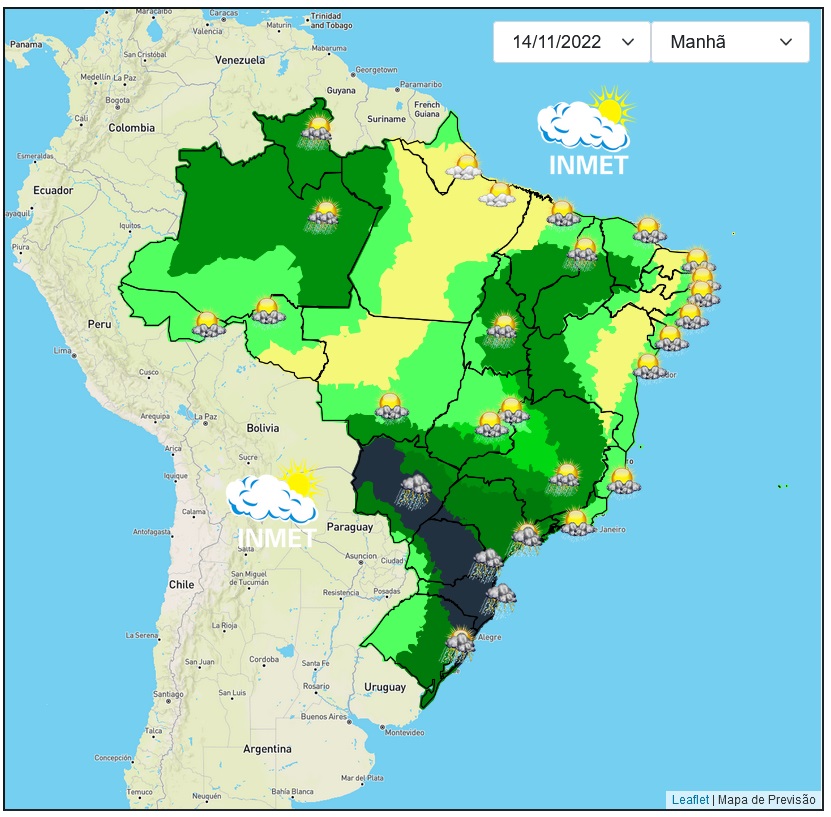 Previsão do tempo para Viçosa e região nesta segunda-feira (14/11)