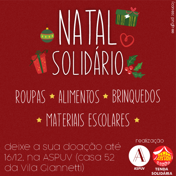Natal Solidário: ASPUV e Tenda Solidária recolhem doações em campanha