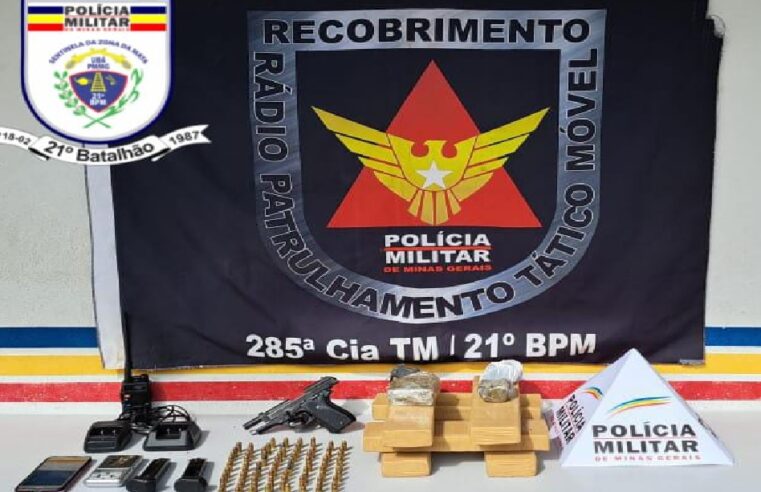 Criminosos presos por porte ilegal de arma de fogo e tráfico de drogas