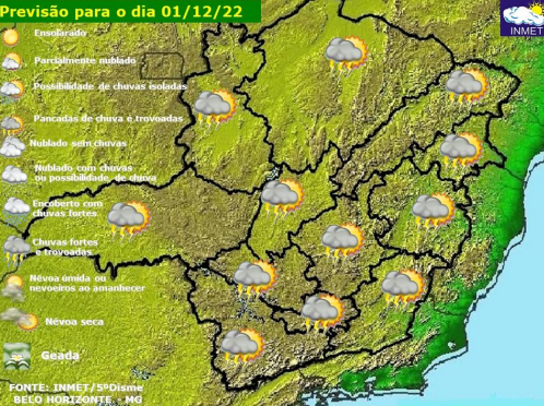 Previsão do tempo para Viçosa e região nesta quinta-feira (01)