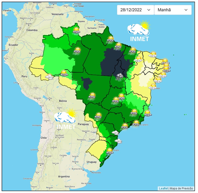 Previsão do tempo para Viçosa e região nesta quarta-feira (28/12)