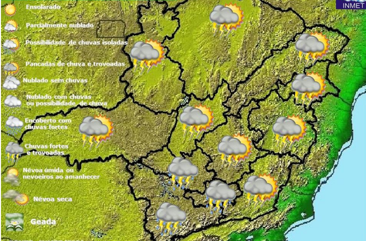 Previsão do tempo para Viçosa e região nesta quinta-feira, 12/1