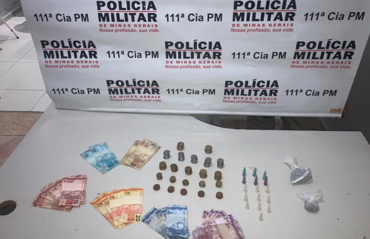 PM de Visconde do Rio Branco apreende pinos de cocaína e porções de maconha em bar