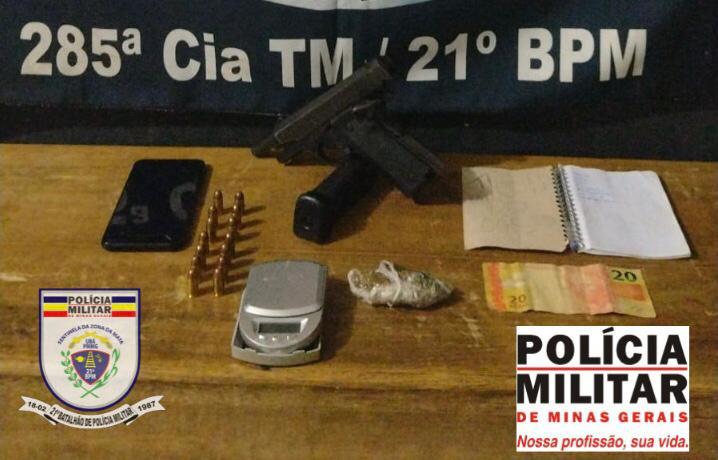 PM de Ubá prende homem por tráfico de drogas e posse de arma