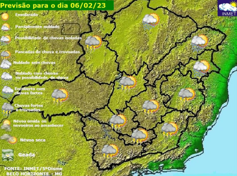 Previsão do tempo para Viçosa e região nesta segunda-feira (06)