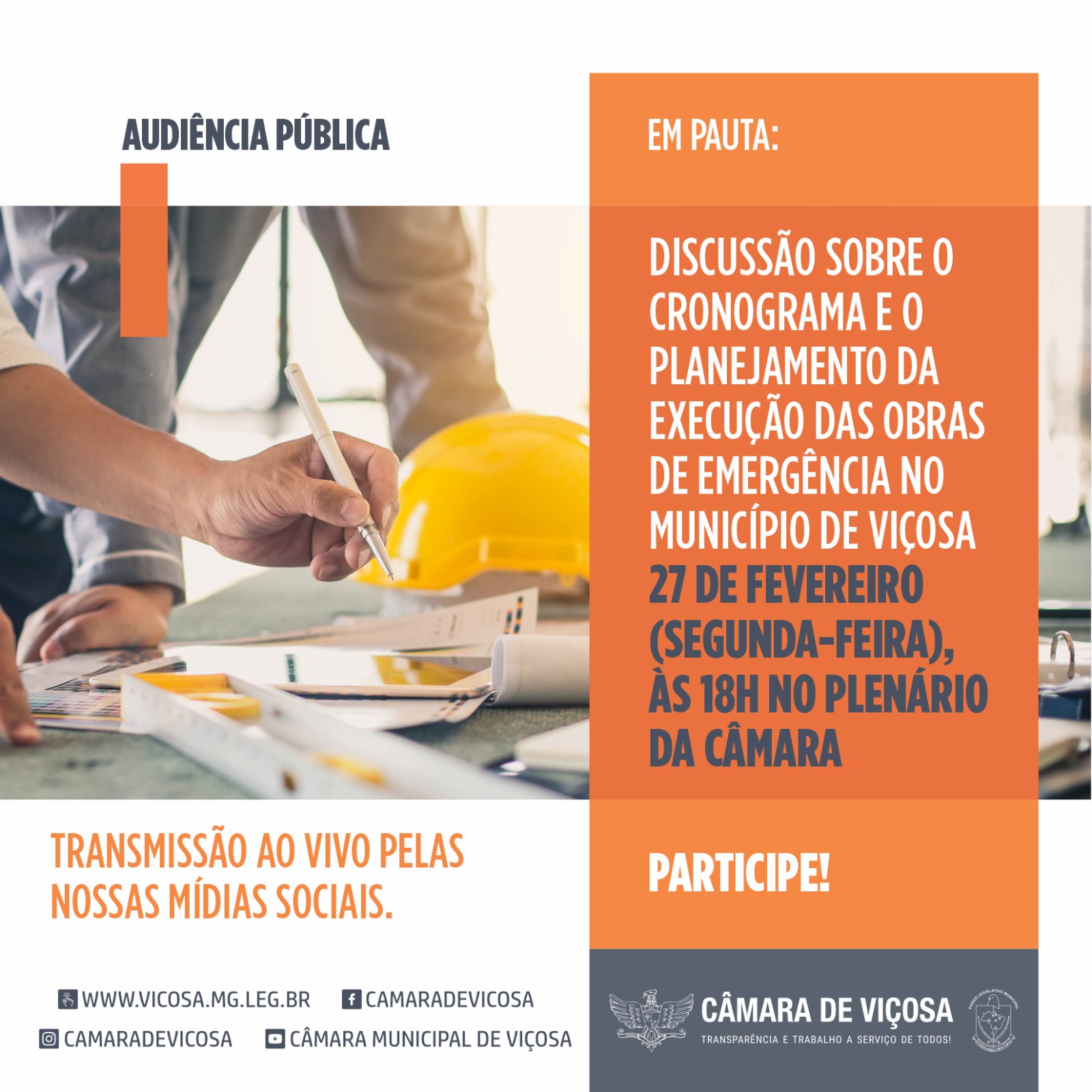Câmara de Viçosa fará Audiência Pública sobre as obras de emergência em Viçosa