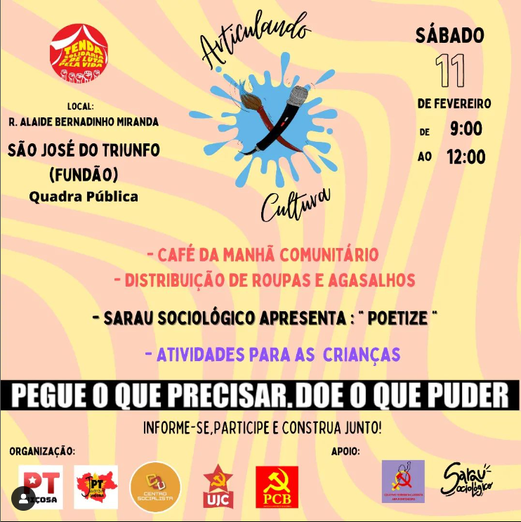 Tenda Solidária promove atividades no São José do Triunfo, no próximo sábado (11)