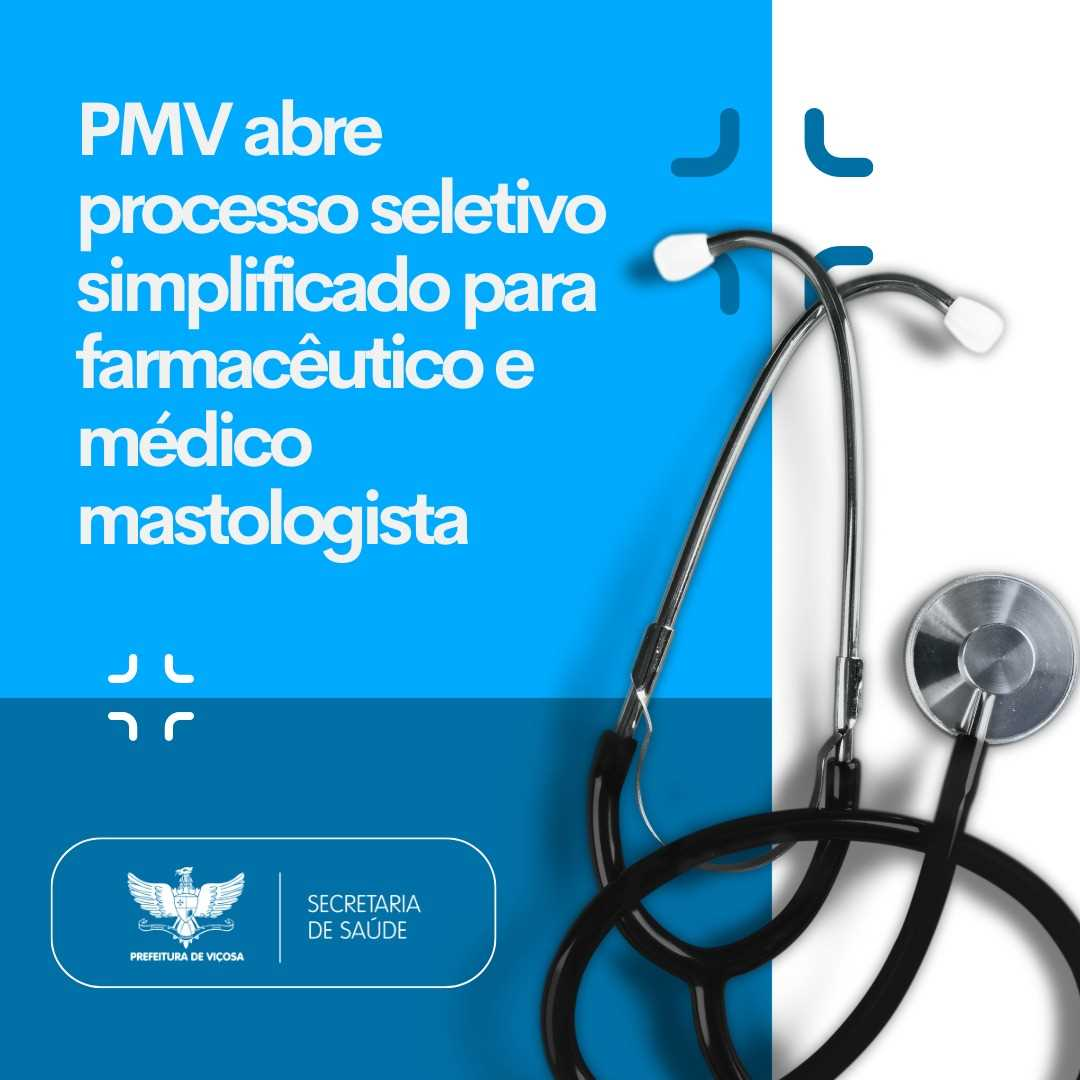 Prefeitura abre processo seletivo para farmacêutico e mastologista