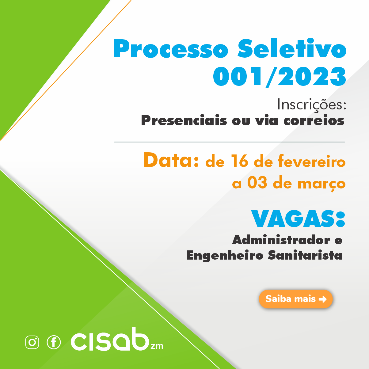 Processo seletivo do CISAB-ZM tem vagas para Administrador e Engenheiro Sanitarista