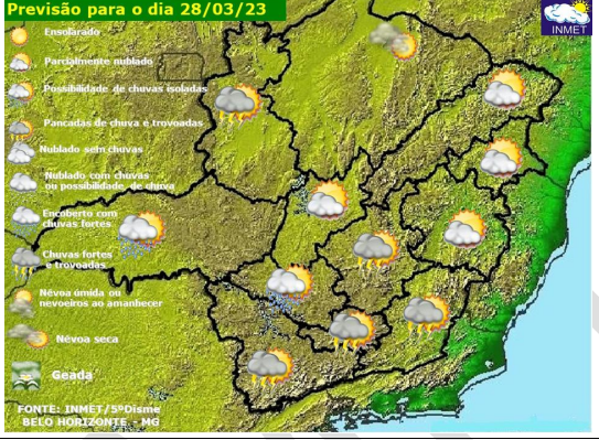 Previsão do tempo para Viçosa e região nesta terça-feira, 28/3