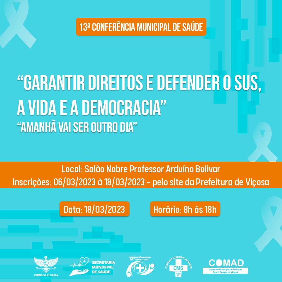 13ª Conferência Municipal de Saúde acontece em 18 de março