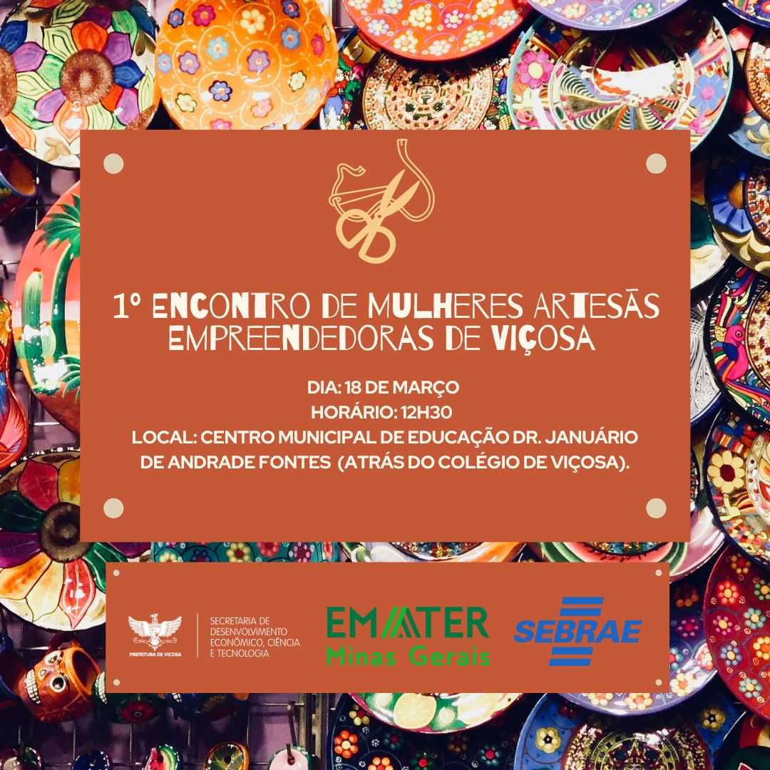 1º Encontro de Mulheres Artesãs de Viçosa acontece no próximo sábado, 18/3