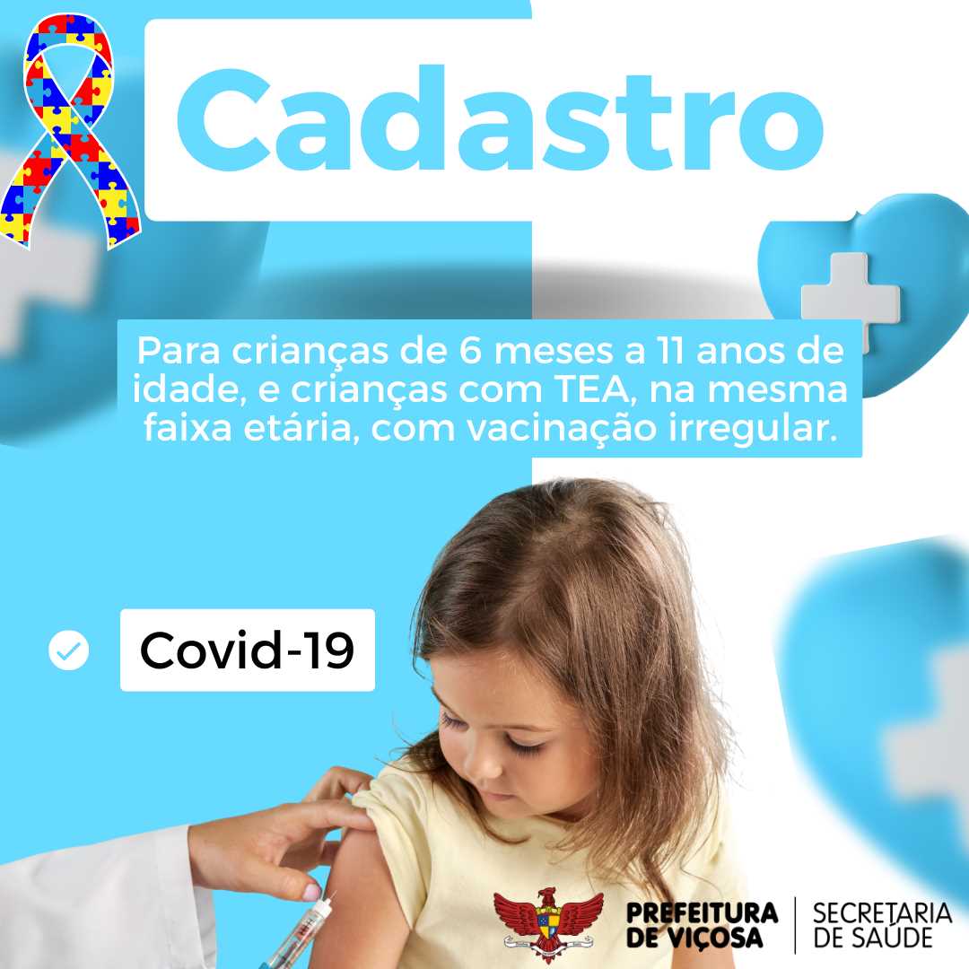 Viçosa: Prefeitura libera cadastro para crianças atrasadas com a vacina contra a Covid