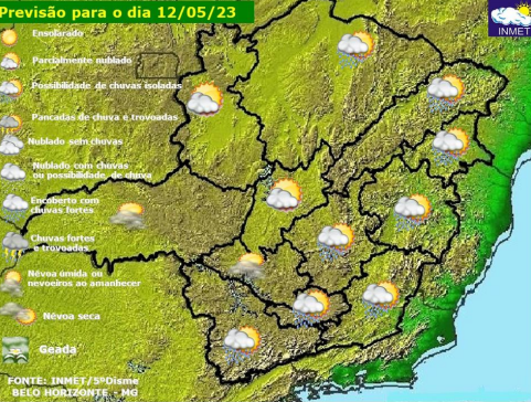 Previsão do tempo para Viçosa e região nesta sexta-feira, 12/5